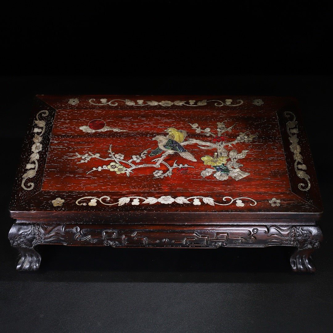 Chinese antique red sandalwood carved tea table