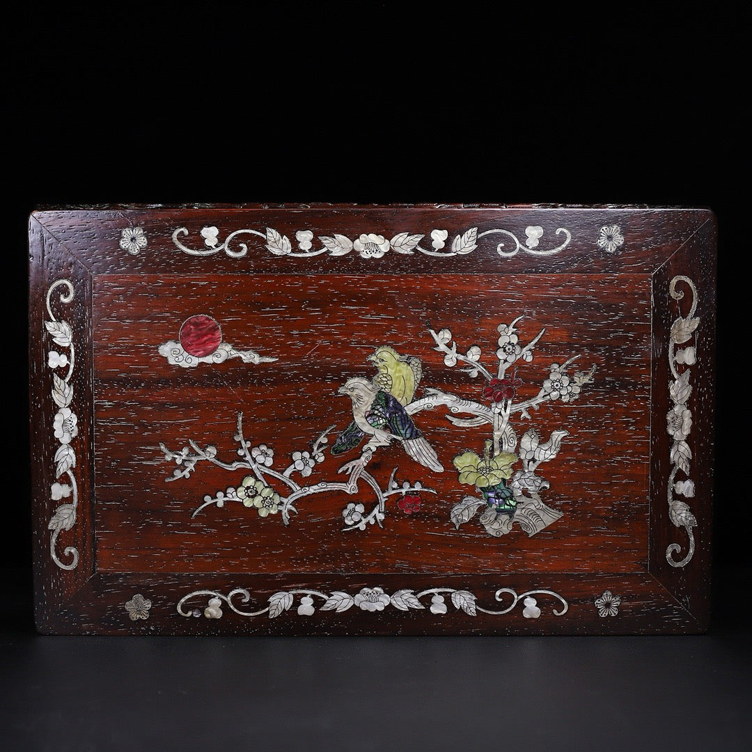 Chinese antique red sandalwood carved tea table
