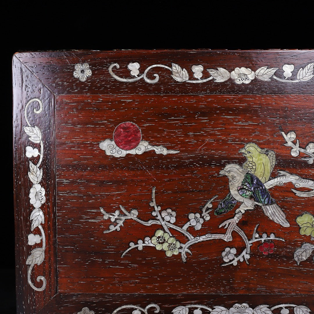 Chinese antique red sandalwood carved tea table