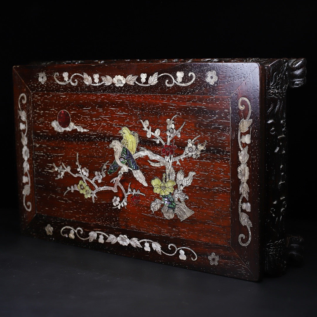Chinese antique red sandalwood carved tea table