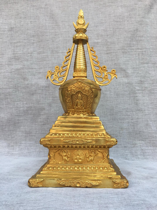 Chinese antique bronze gilded pagoda