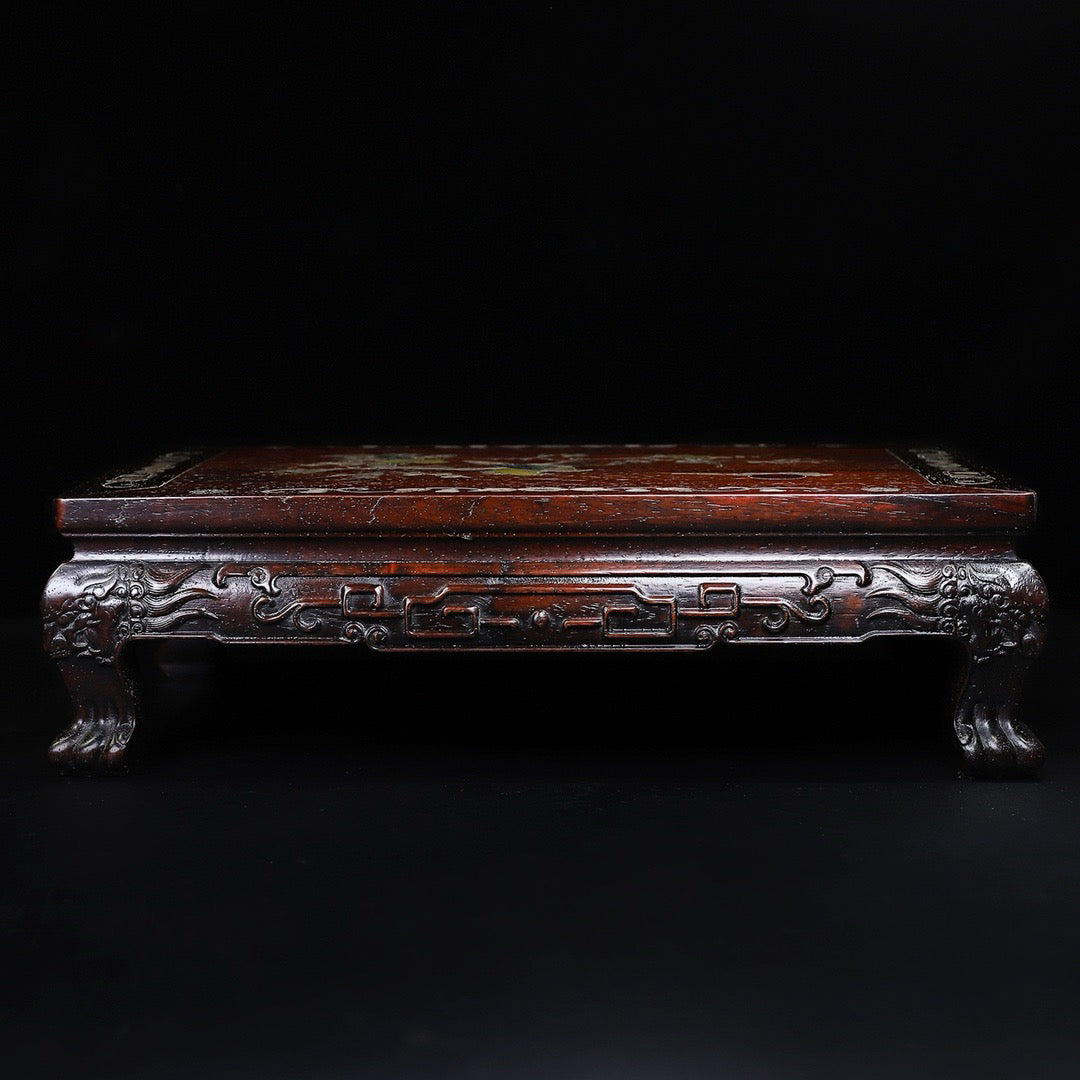 Chinese antique red sandalwood carved tea table
