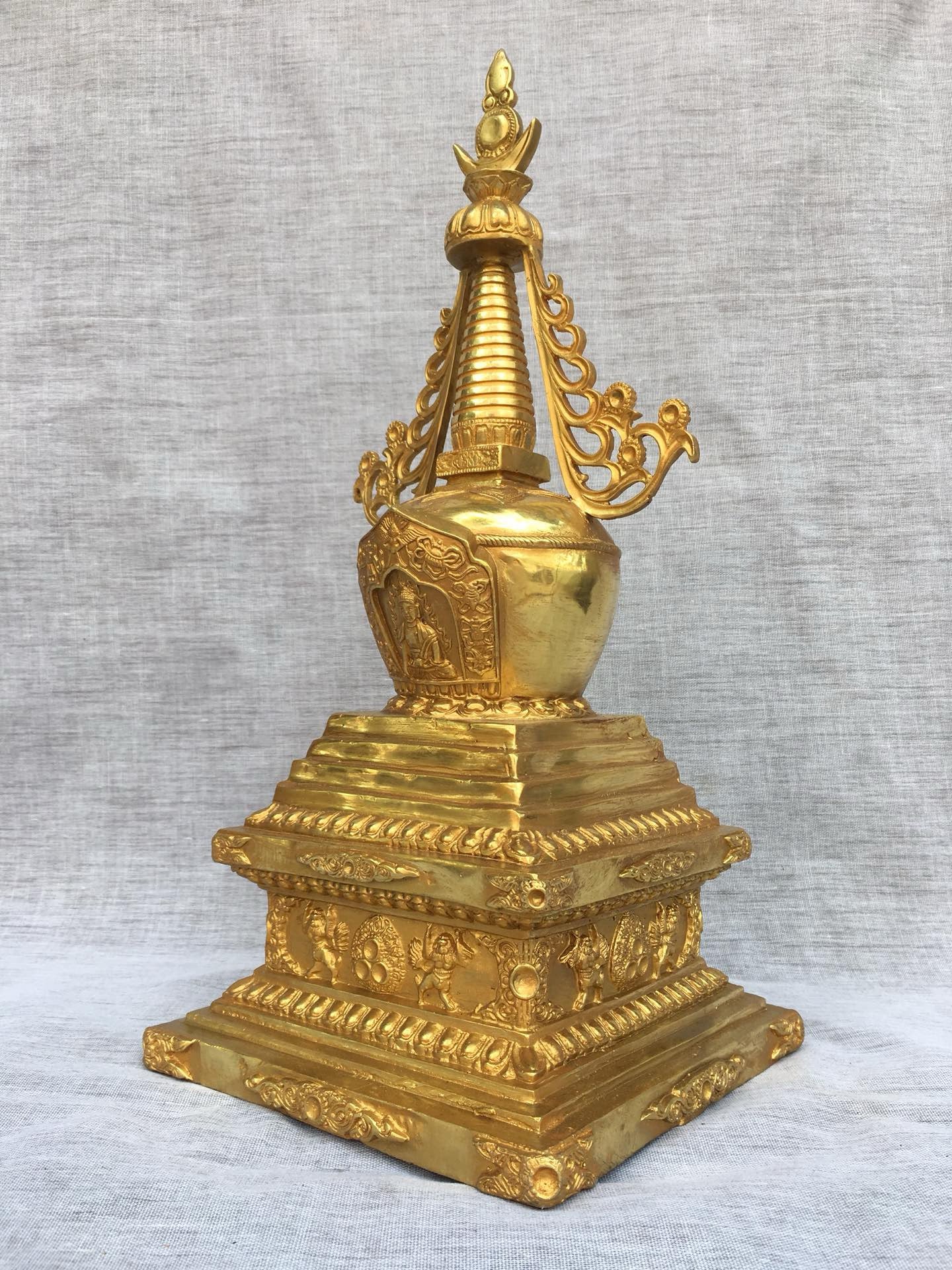 Chinese antique bronze gilded pagoda