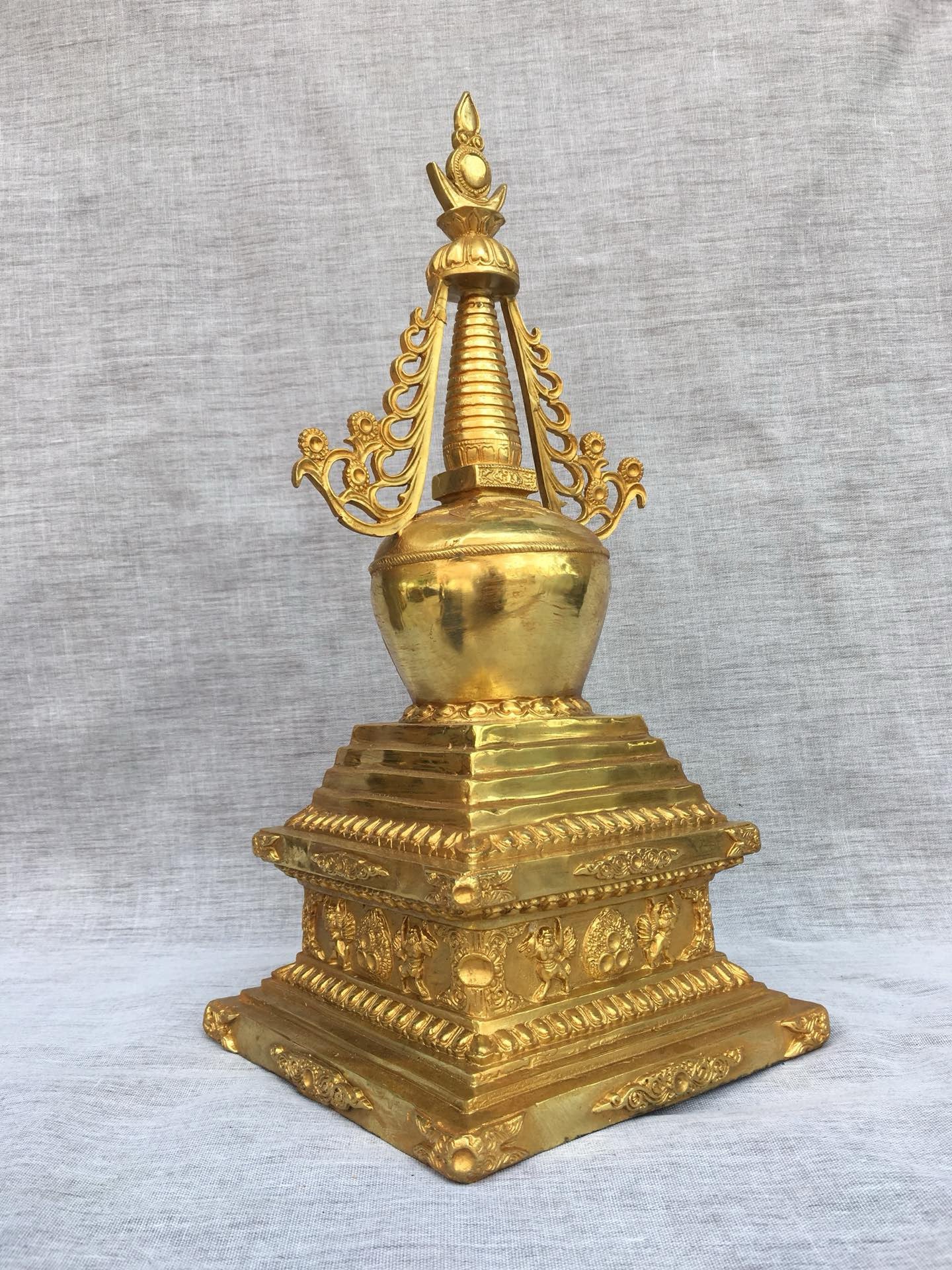Chinese antique bronze gilded pagoda