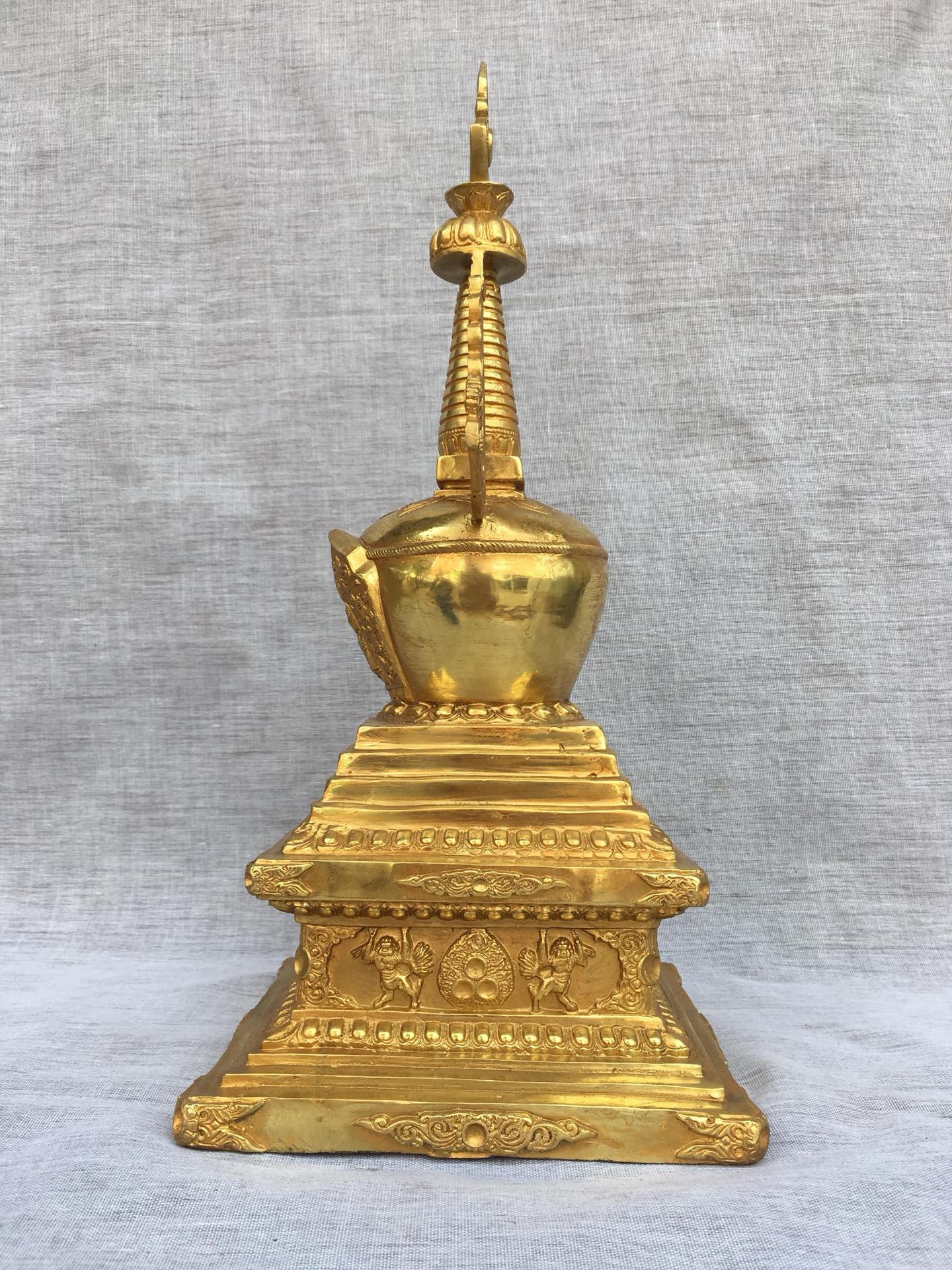 Chinese antique bronze gilded pagoda