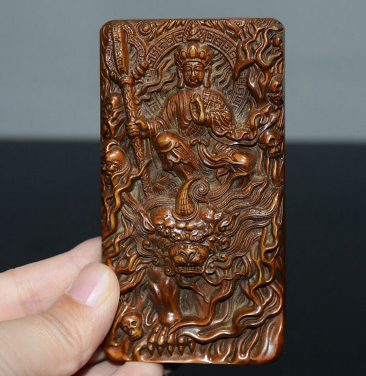 Chinese antique small leaf boxwood ground collection pendant