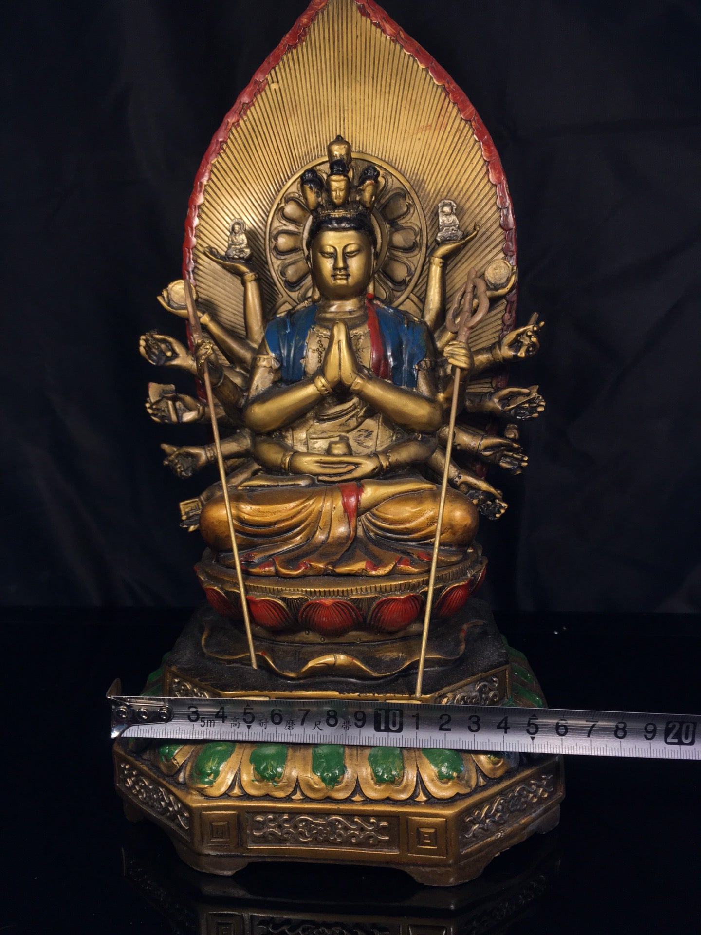 Chinese antique pure copper statue of Thousand Handed Guanyin Bodhisattva