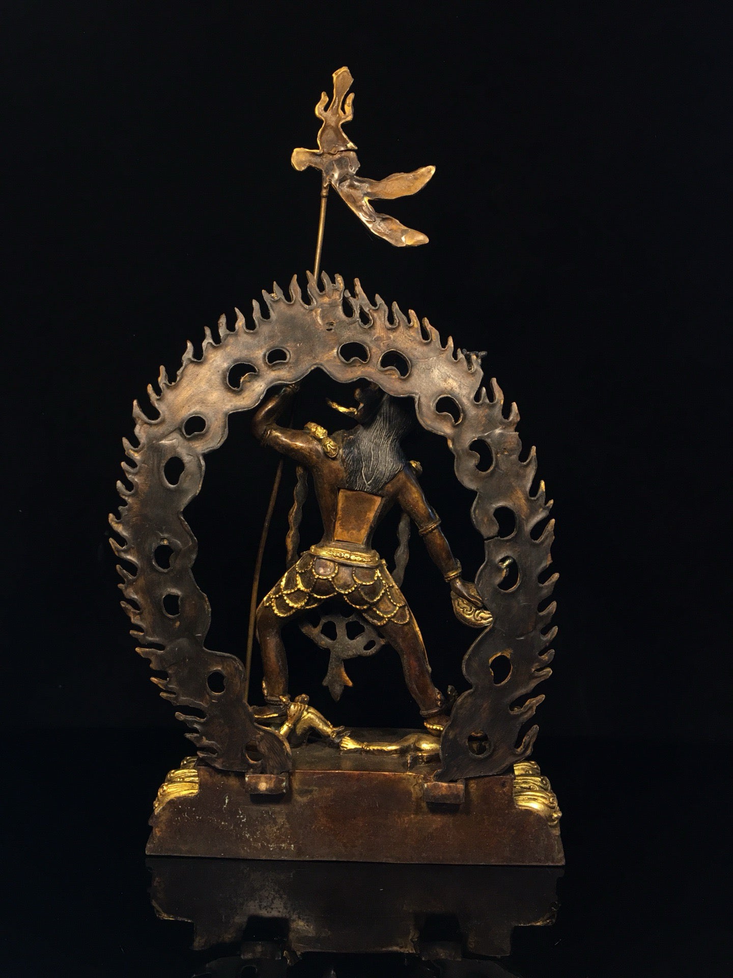 Chinese antique bronze gilded empty line mother Buddha statue