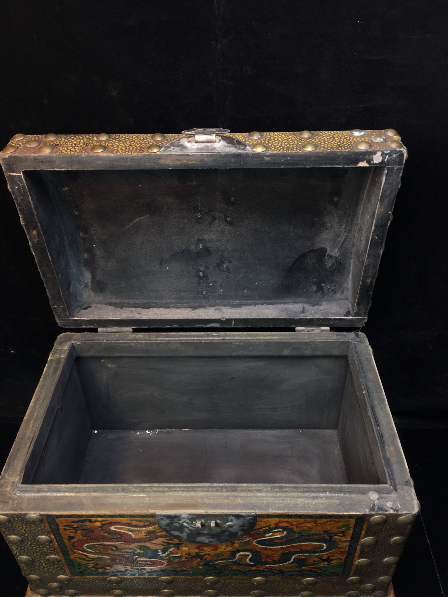 Chinese Antique Wooden Carving Treasure Chest