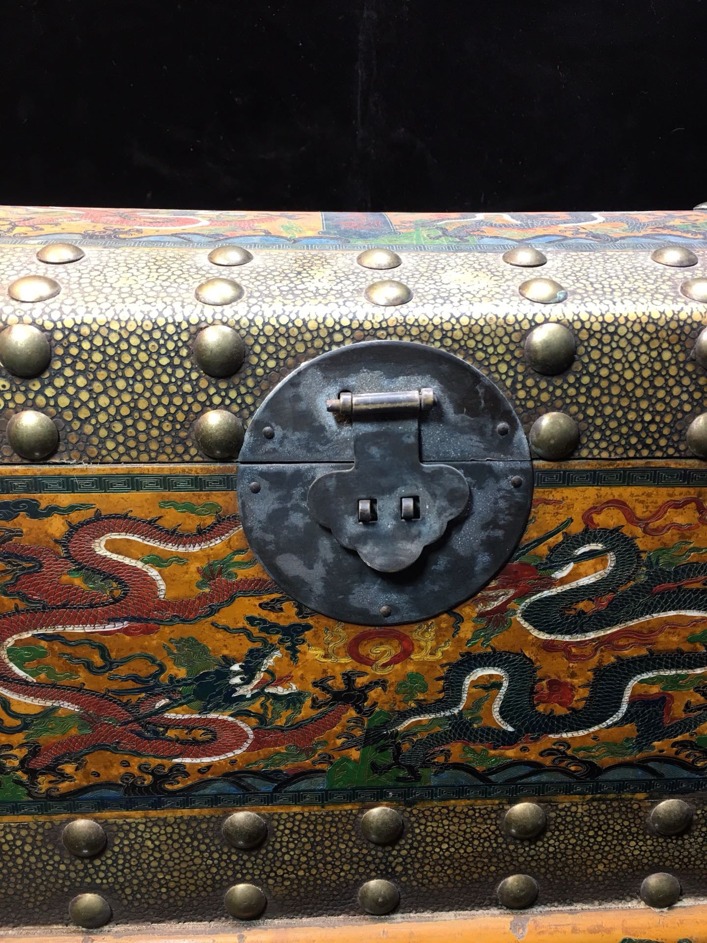 Chinese Antique Wooden Carving Treasure Chest