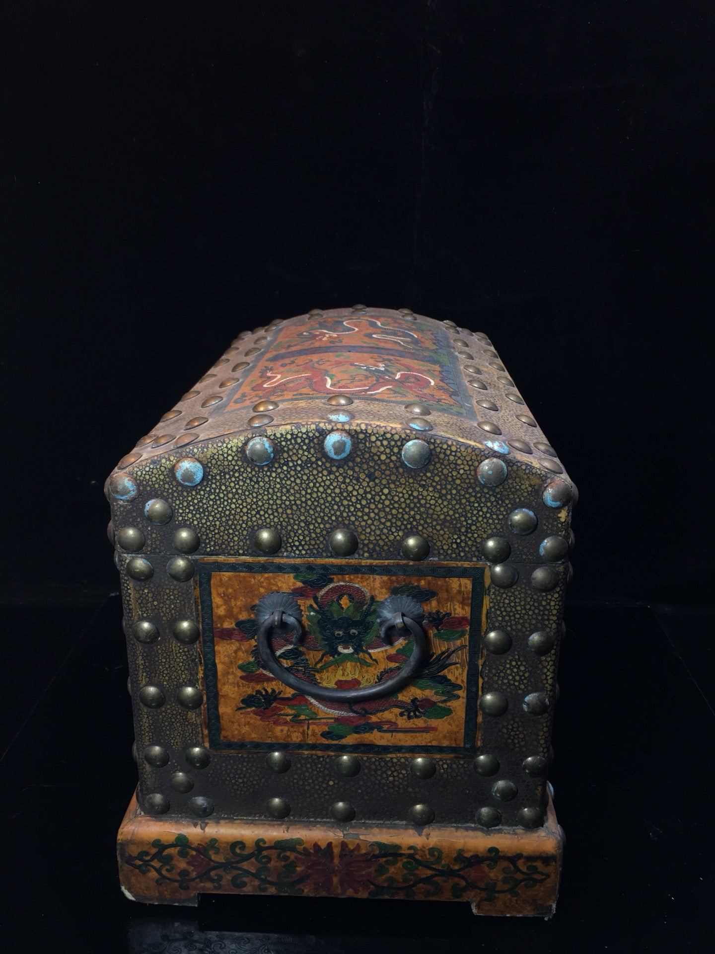 Chinese Antique Wooden Carving Treasure Chest