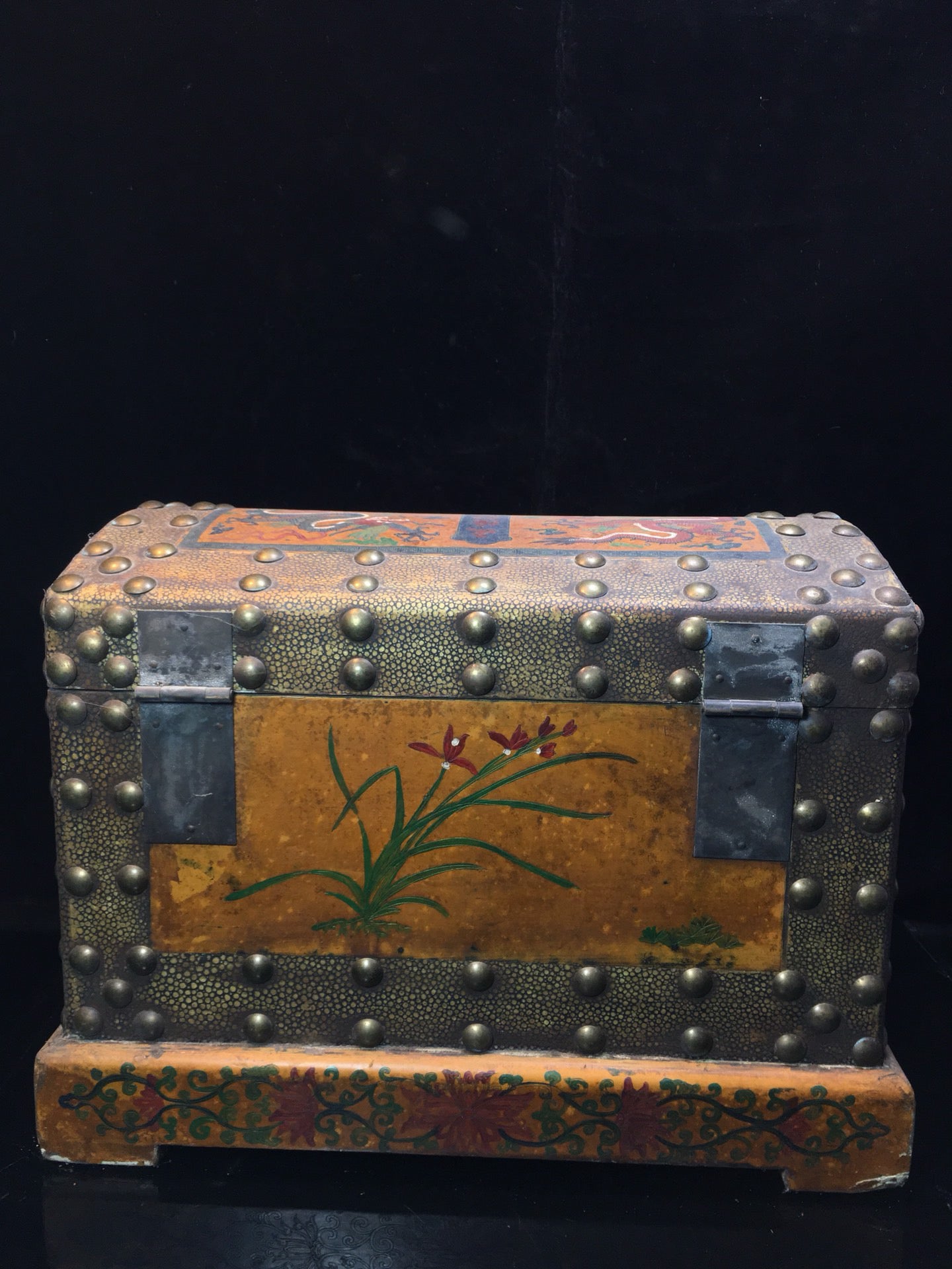 Chinese Antique Wooden Carving Treasure Chest