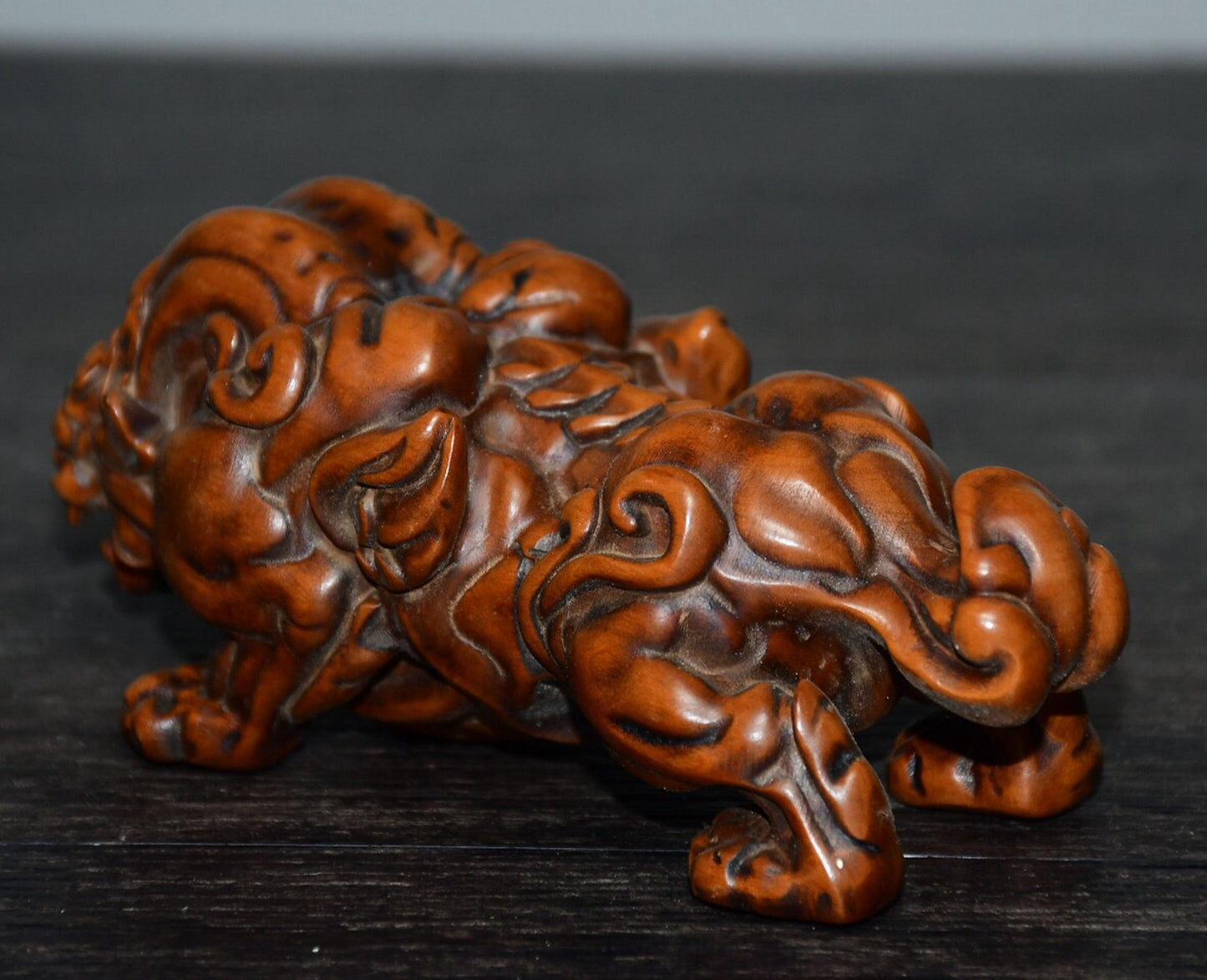 Chinese antique small leaf boxwood flying animal ornament