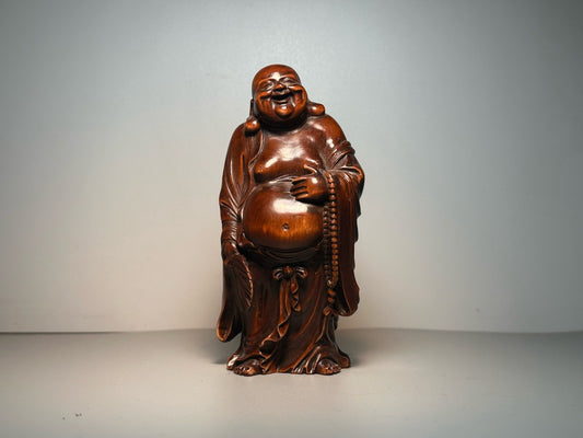 Chinese antique boxwood carving with exquisite craftsmanship to carve Maitreya Buddha