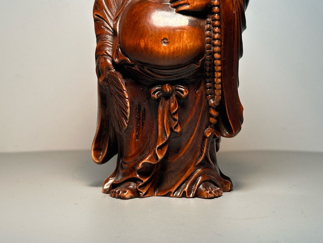 Chinese antique boxwood carving with exquisite craftsmanship to carve Maitreya Buddha