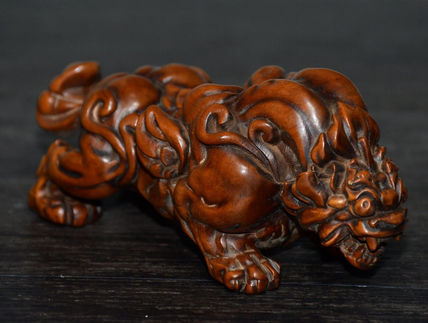 Chinese antique small leaf boxwood flying animal ornament