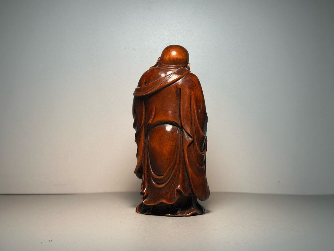 Chinese antique boxwood carving with exquisite craftsmanship to carve Maitreya Buddha