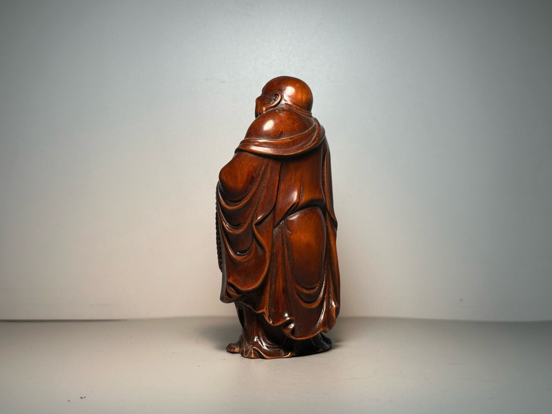 Chinese antique boxwood carving with exquisite craftsmanship to carve Maitreya Buddha