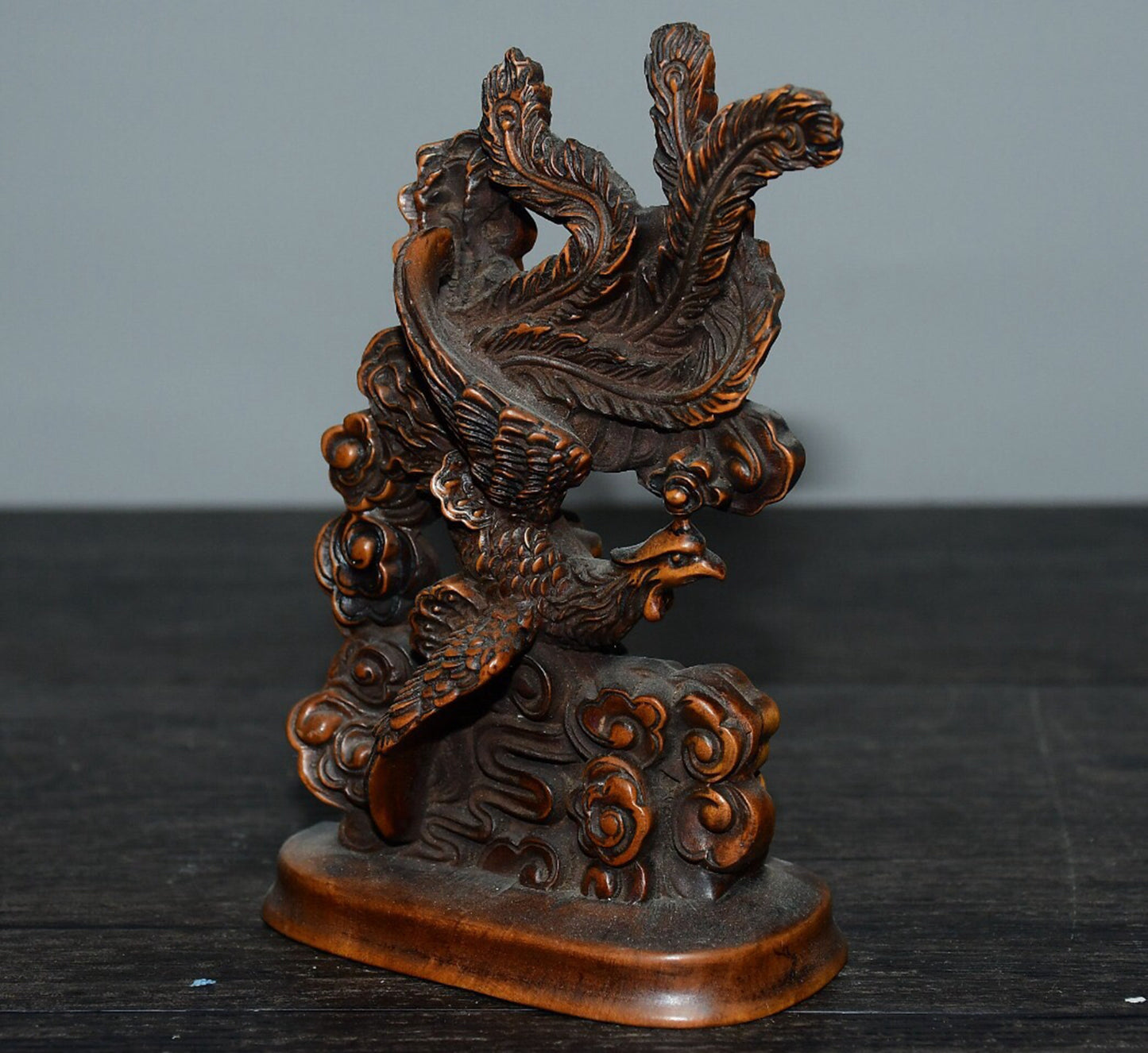 Chinese antique small leaf boxwood phoenix ornament
