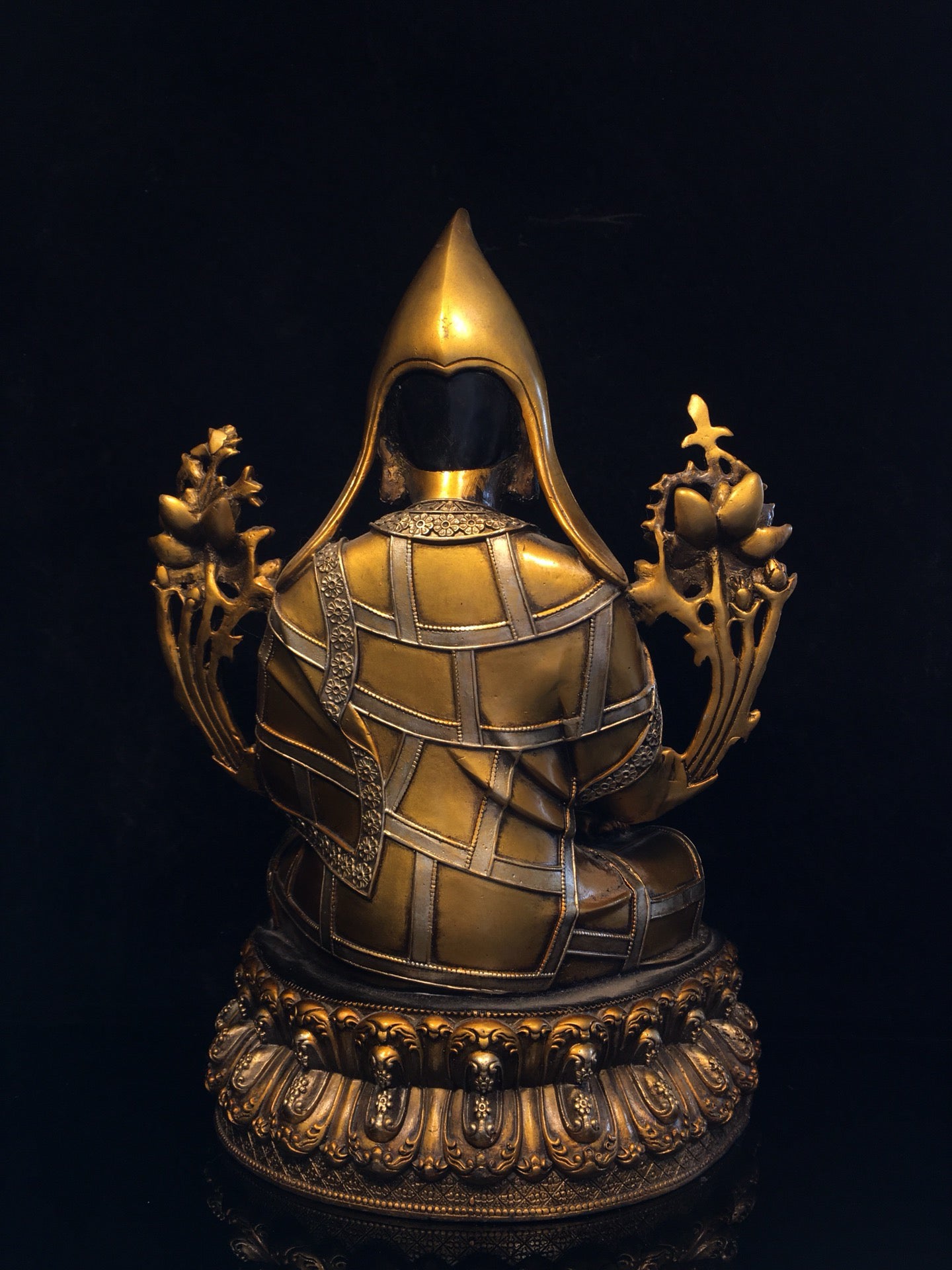 Chinese antique pure copper painted Zongkhapa Buddha statue