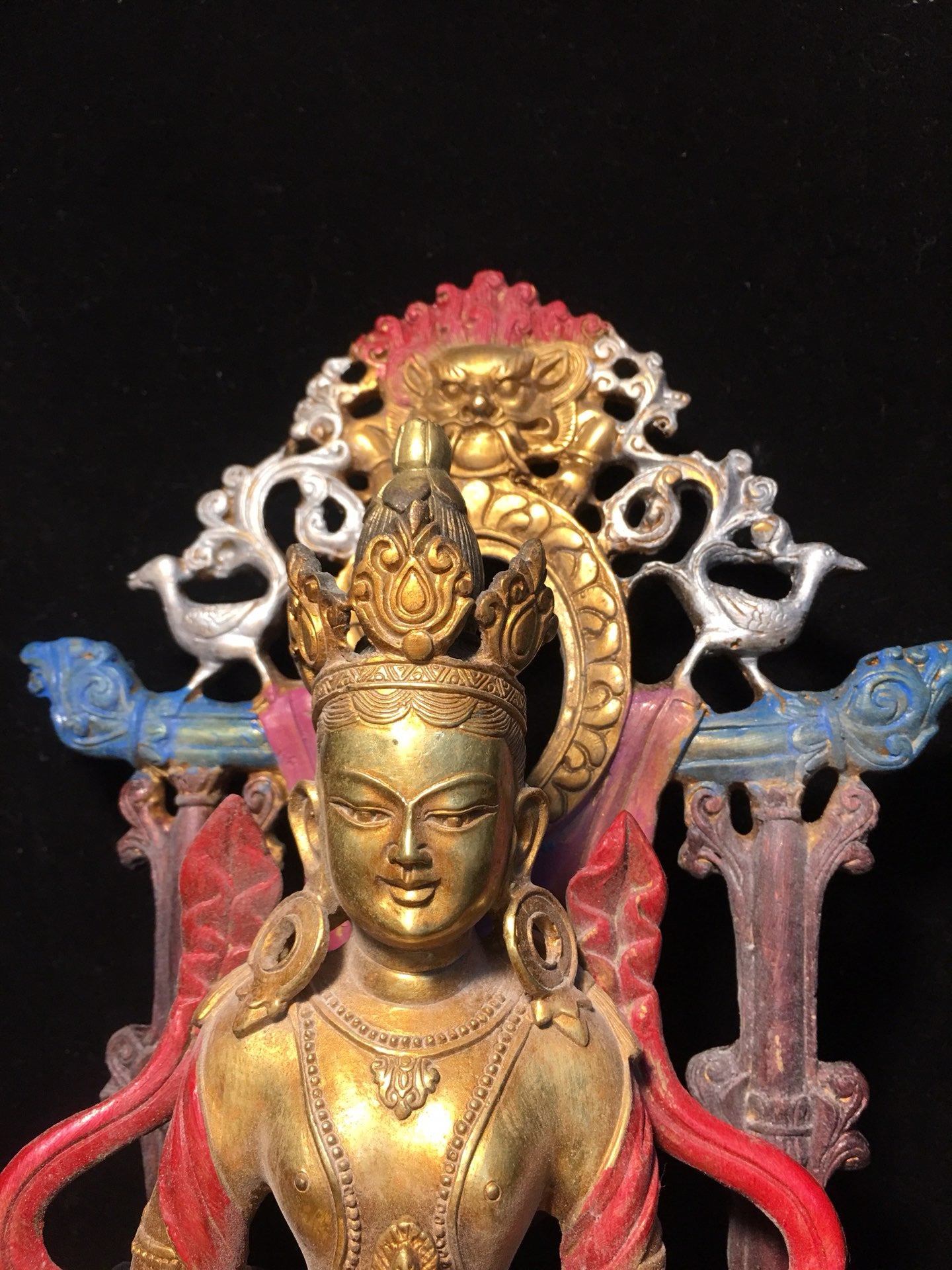 Chinese antique pure copper longevity Buddha statue