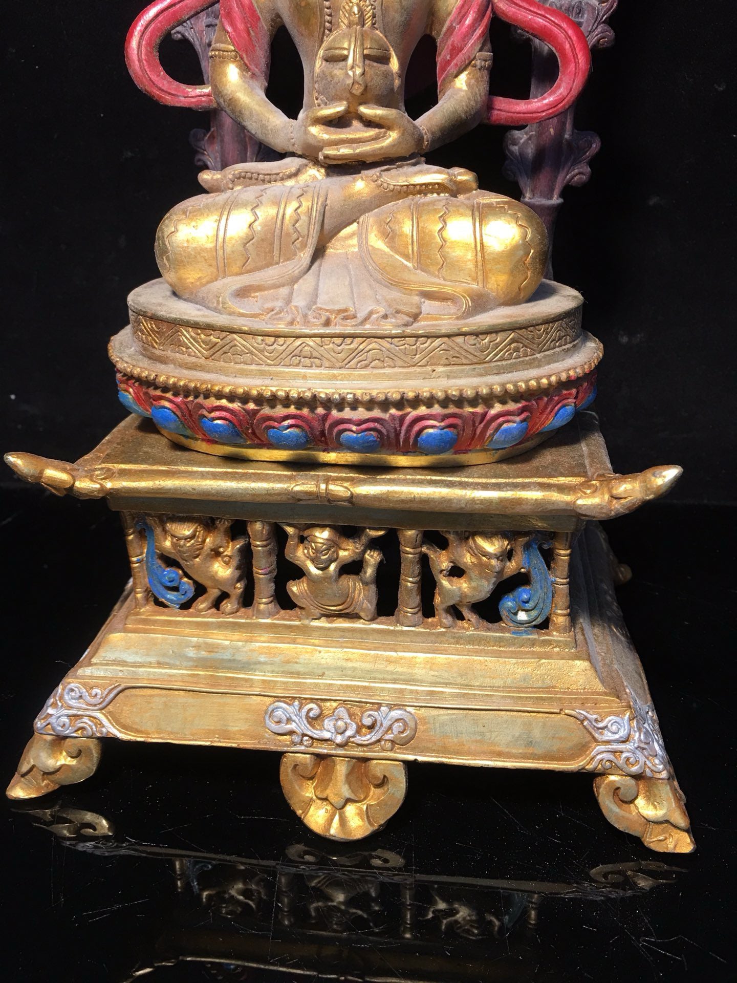 Chinese antique pure copper longevity Buddha statue