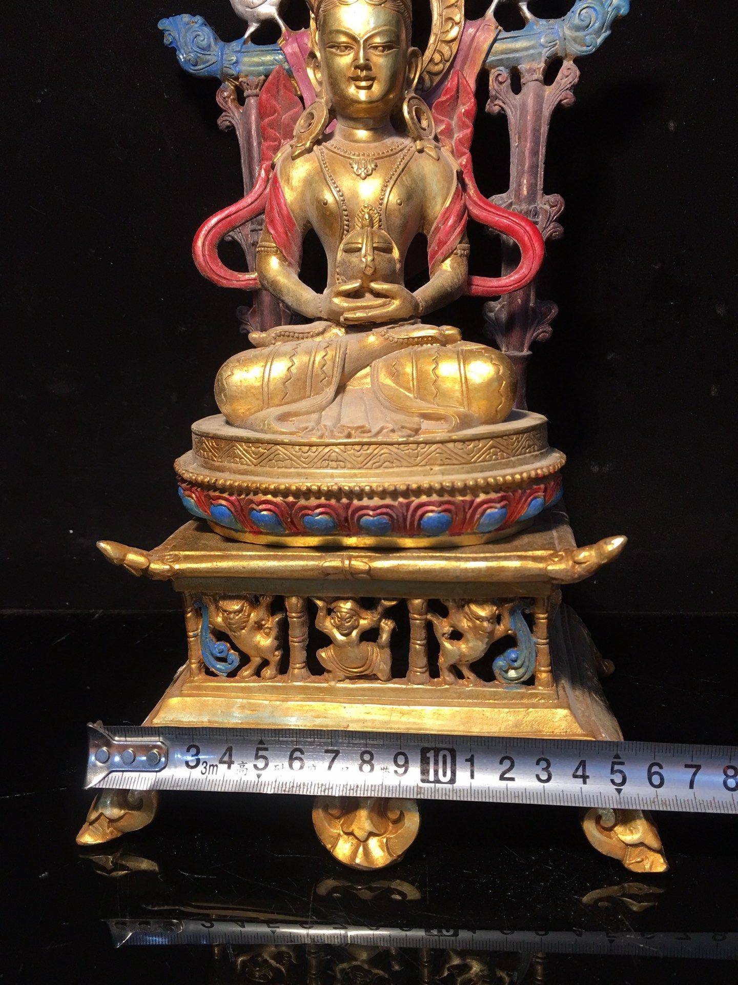 Chinese antique pure copper longevity Buddha statue