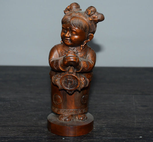 Chinese antique small leaf boxwood fairy ornaments