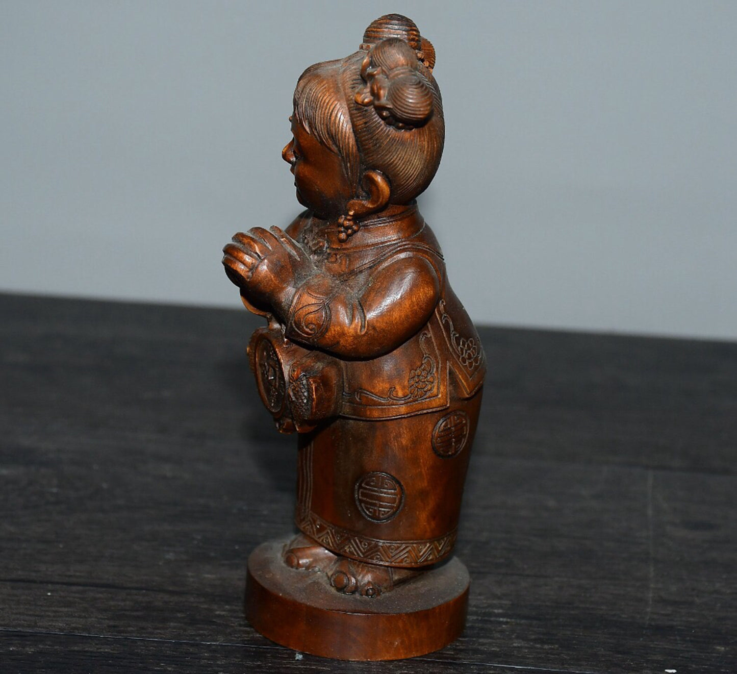 Chinese antique small leaf boxwood fairy ornaments