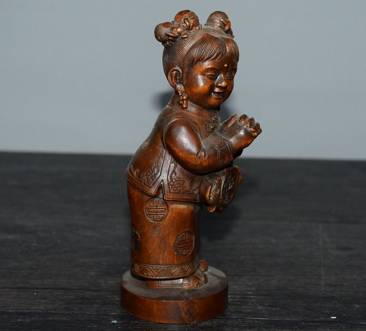Chinese antique small leaf boxwood fairy ornaments