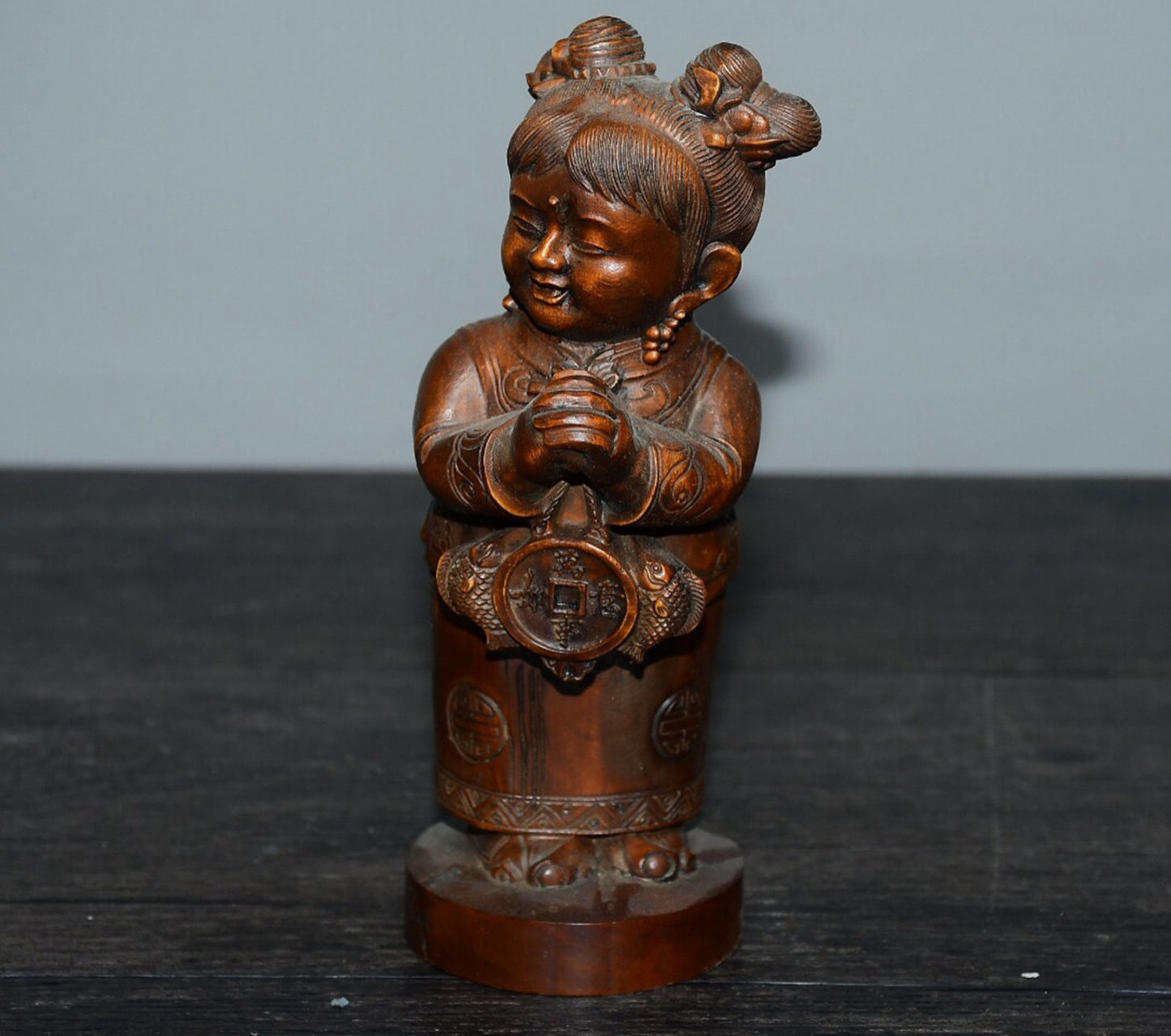 Chinese antique small leaf boxwood fairy ornaments