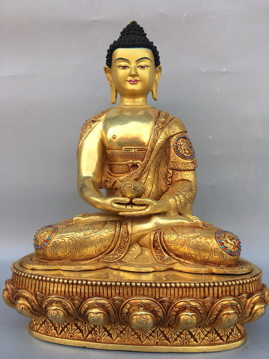 Chinese antique pure copper statue of Shakyamuni Buddha