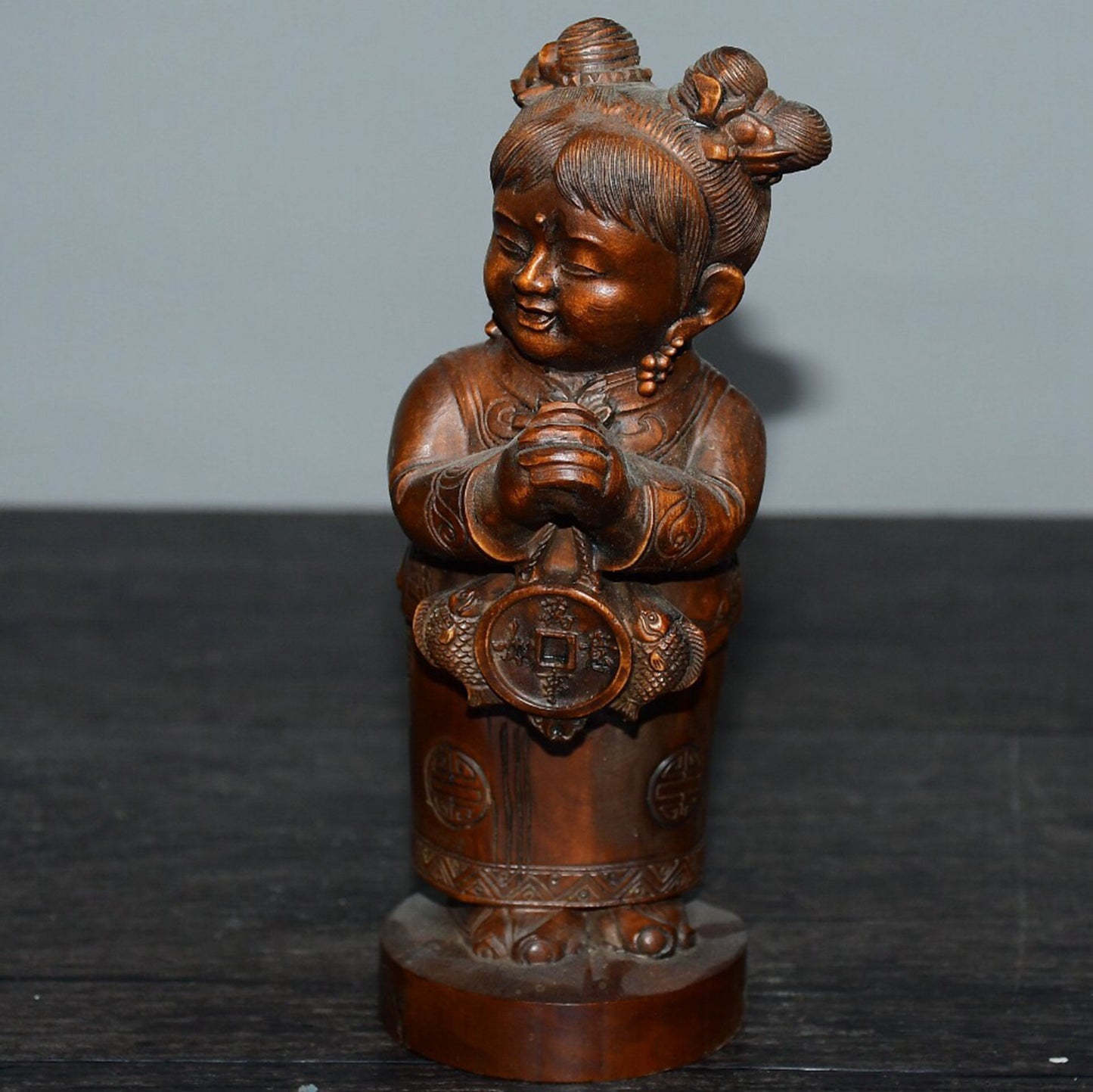 Chinese antique small leaf boxwood fairy ornaments