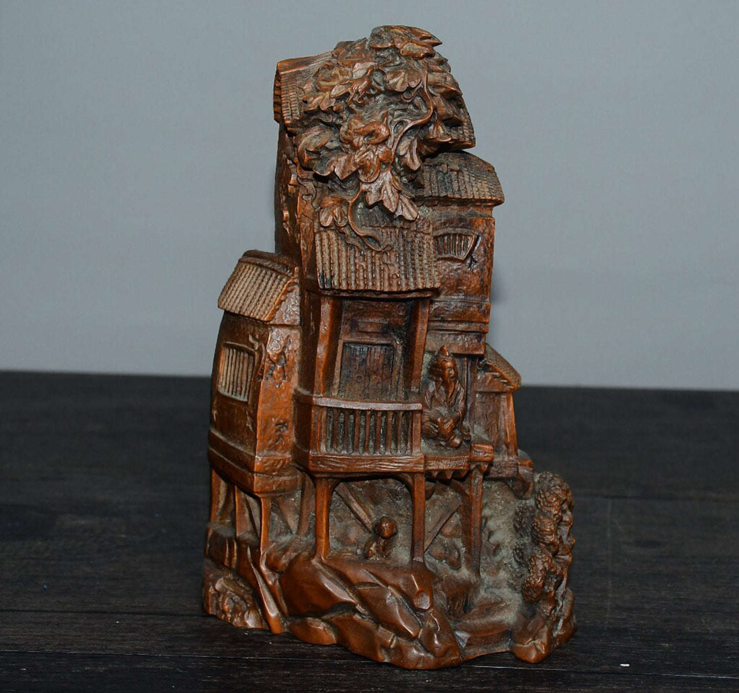 Chinese antique small leaf boxwood house decorations