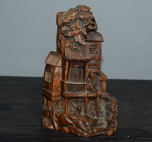 Chinese antique small leaf boxwood house decorations