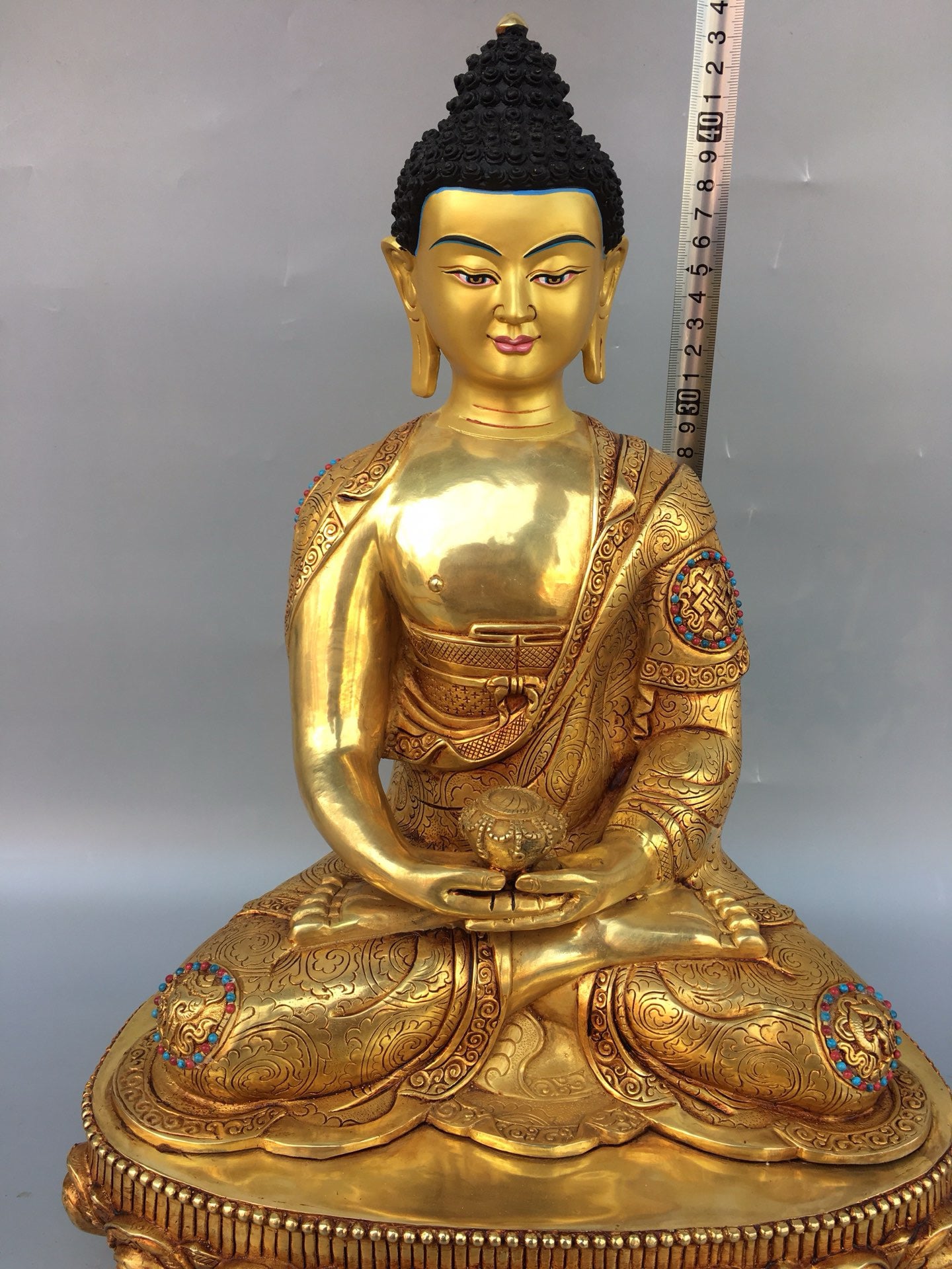Chinese antique pure copper statue of Shakyamuni Buddha
