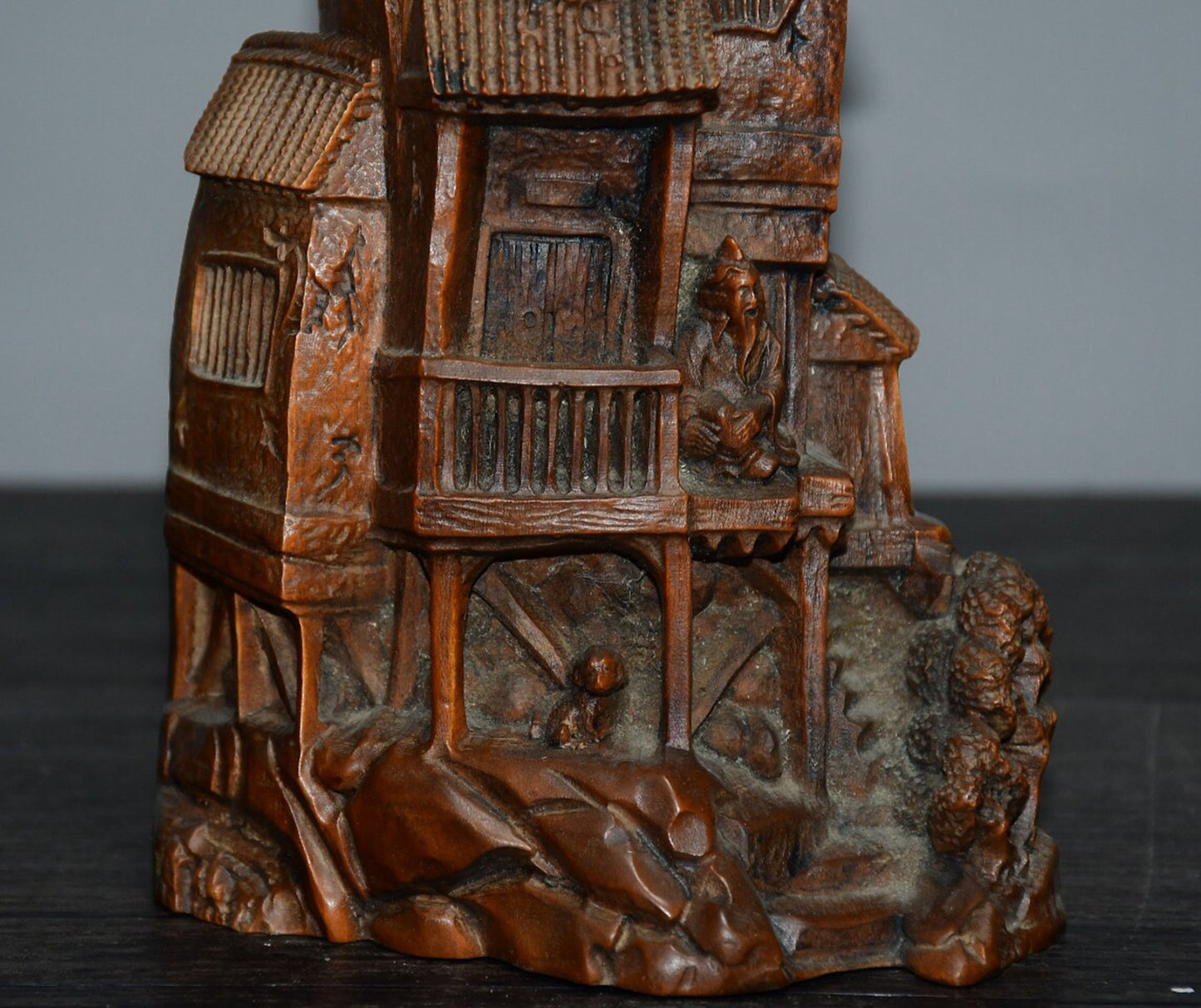 Chinese antique small leaf boxwood house decorations