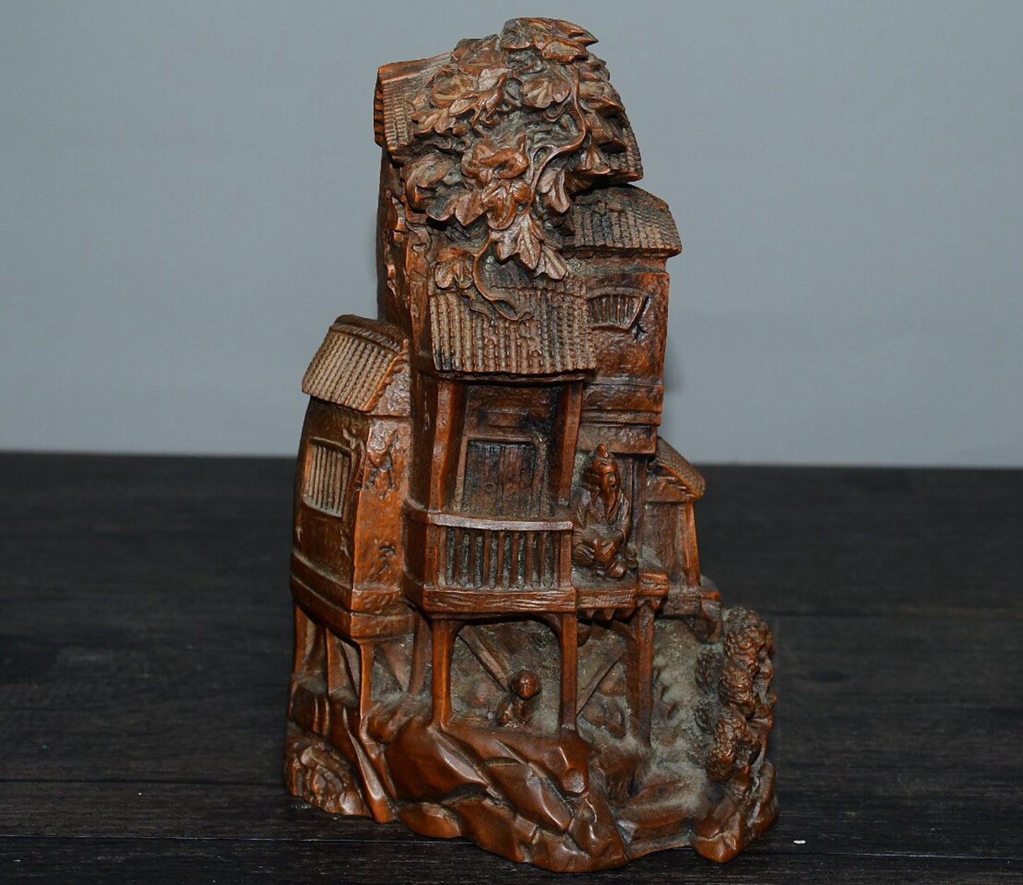 Chinese antique small leaf boxwood house decorations