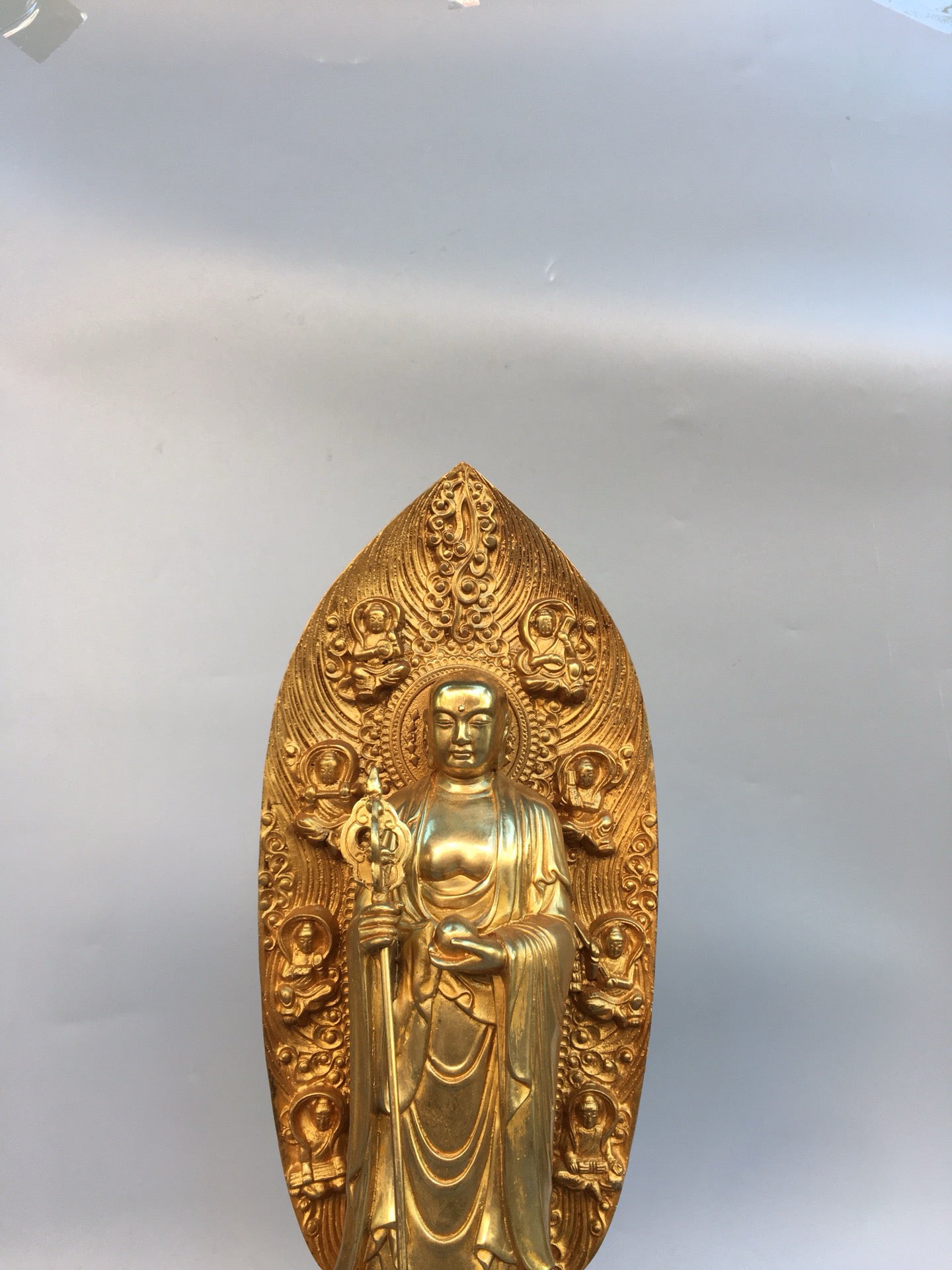 Chinese Antique Pure Copper Earth Treasure Bodhisattva Buddha Statue