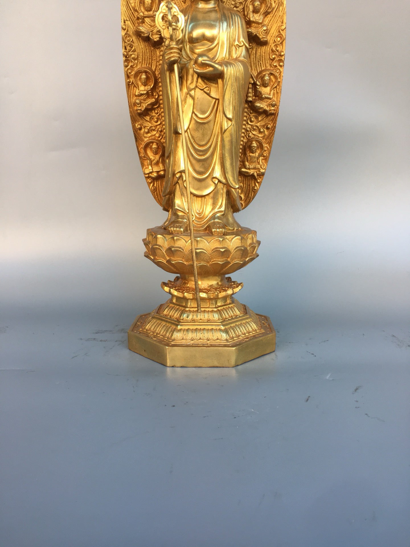 Chinese Antique Pure Copper Earth Treasure Bodhisattva Buddha Statue