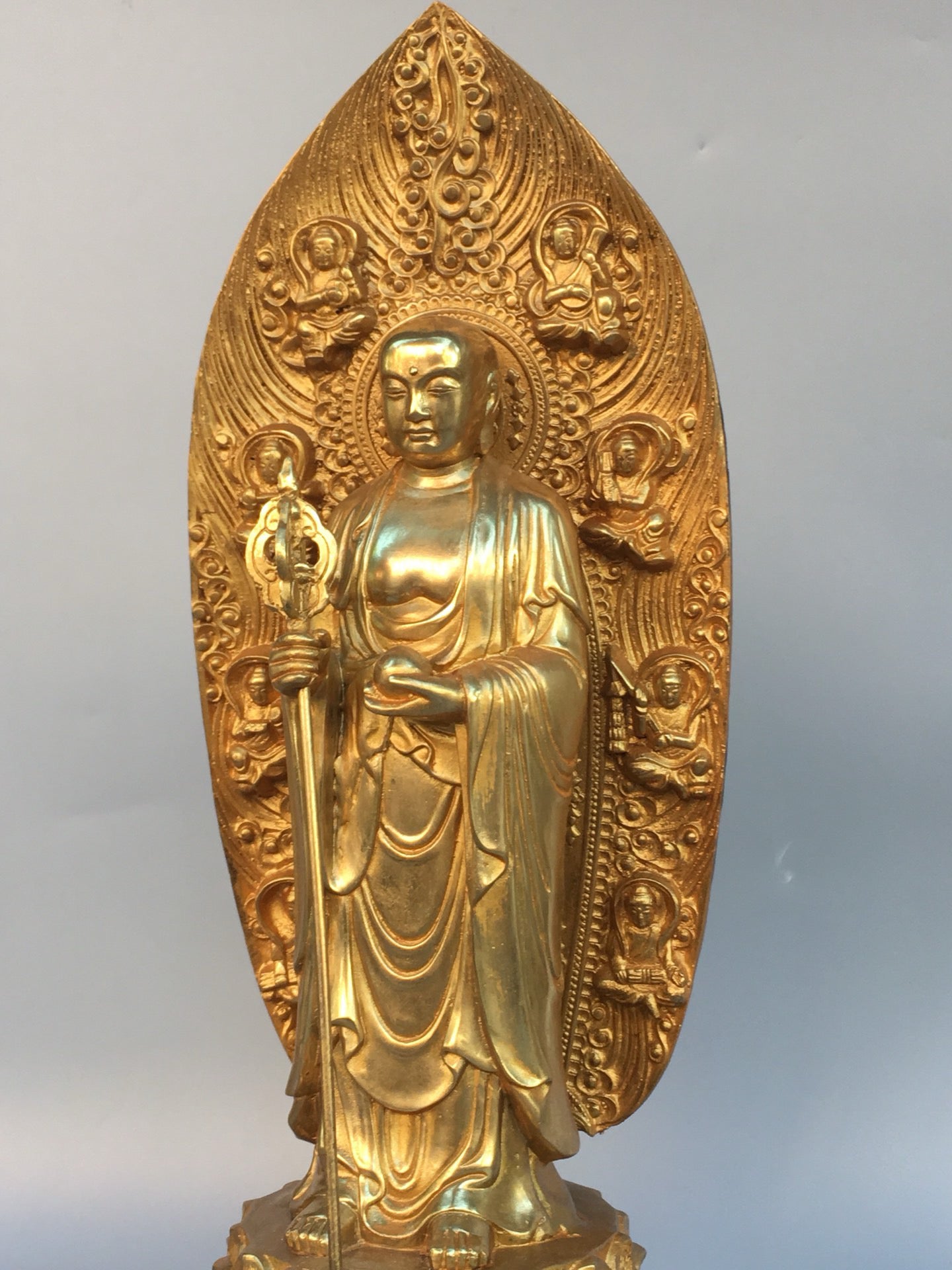 Chinese Antique Pure Copper Earth Treasure Bodhisattva Buddha Statue
