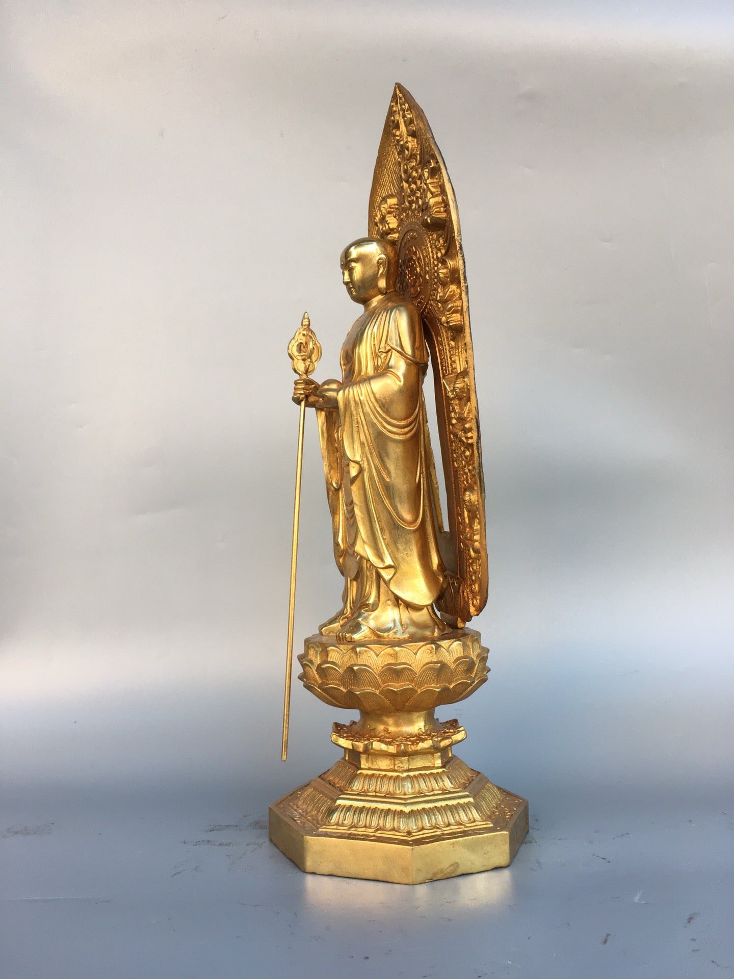Chinese Antique Pure Copper Earth Treasure Bodhisattva Buddha Statue