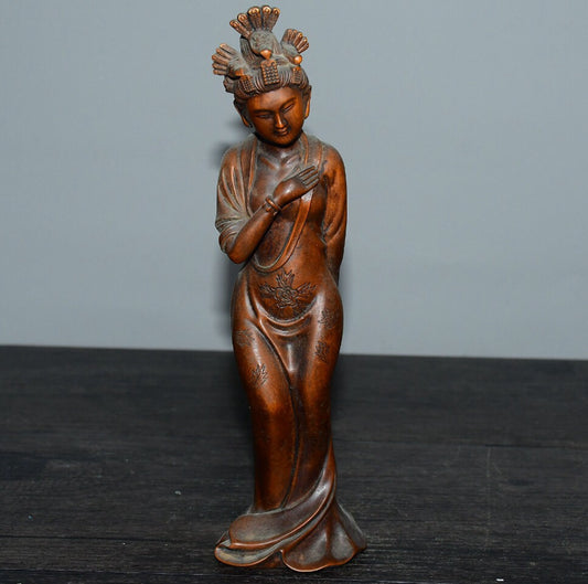Chinese antique small leaf boxwood figure ornaments