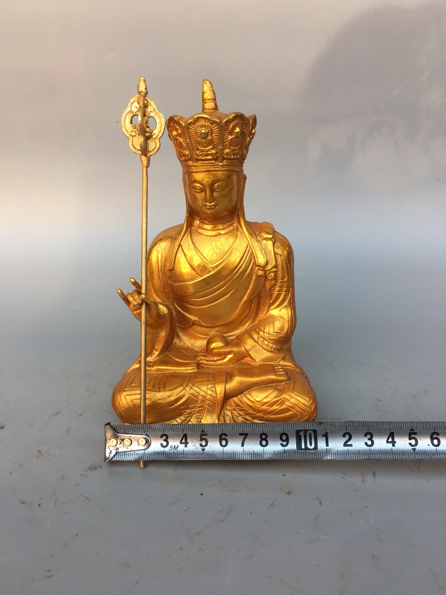 Chinese Antique Pure Copper Earth Treasure Bodhisattva Buddha Statue