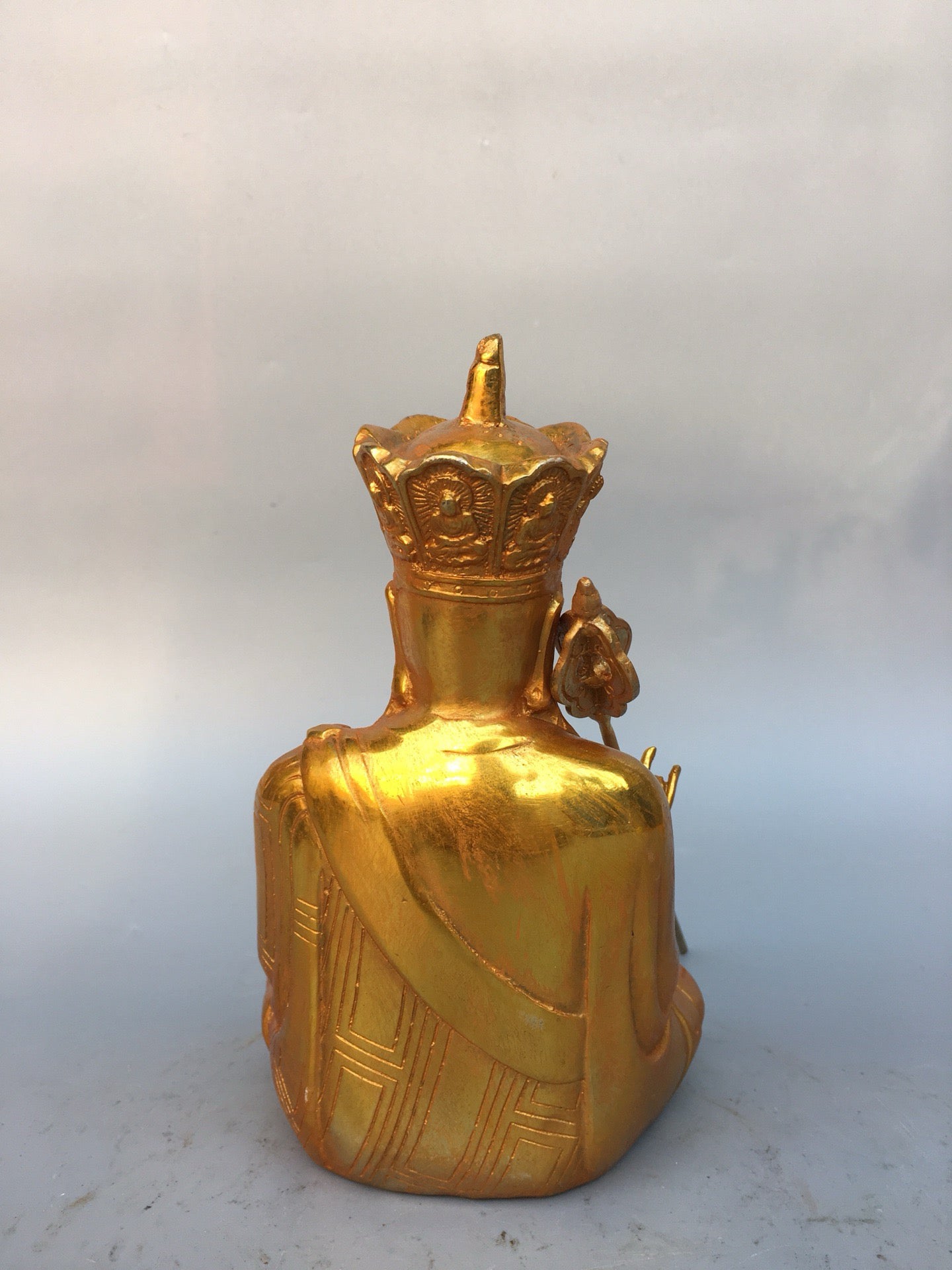 Chinese Antique Pure Copper Earth Treasure Bodhisattva Buddha Statue