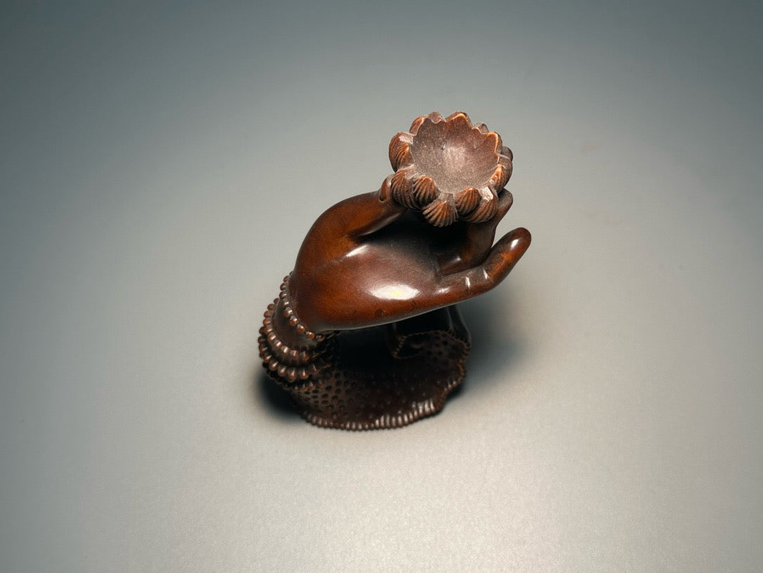 Chinese antique boxwood carving with exquisite craftsmanship, carved with Buddha's hand incense insert