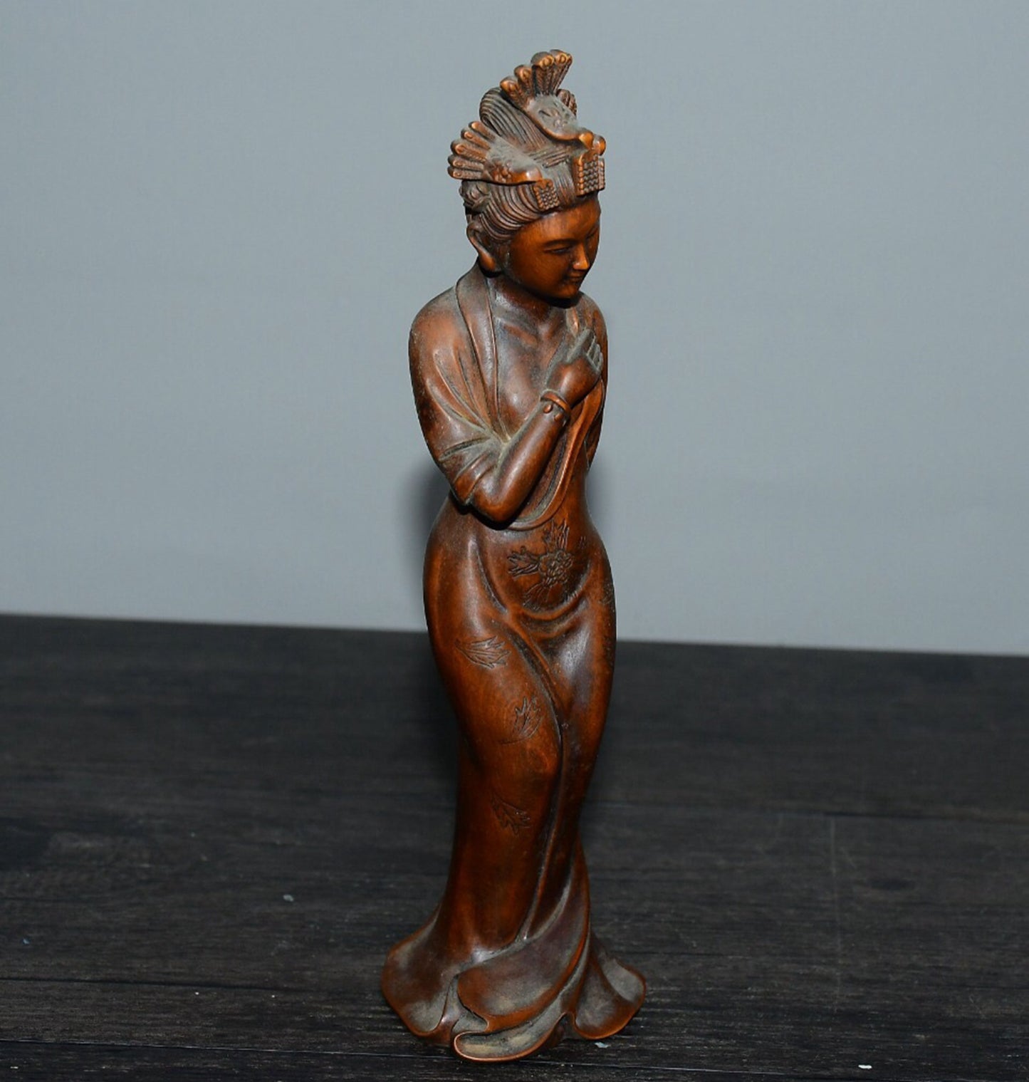 Chinese antique small leaf boxwood figure ornaments