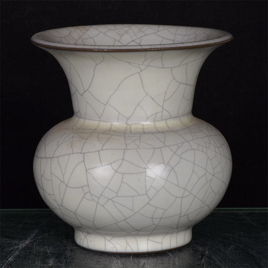 Chinese antique Ru porcelain, gold wire, iron wire, four nail flower drums
