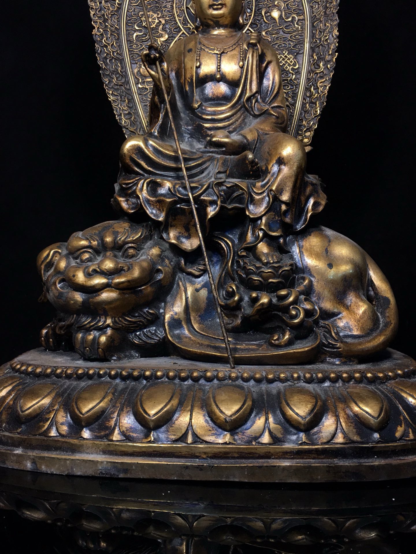 Chinese Antique Pure Copper Earth Treasure Bodhisattva Buddha Statue