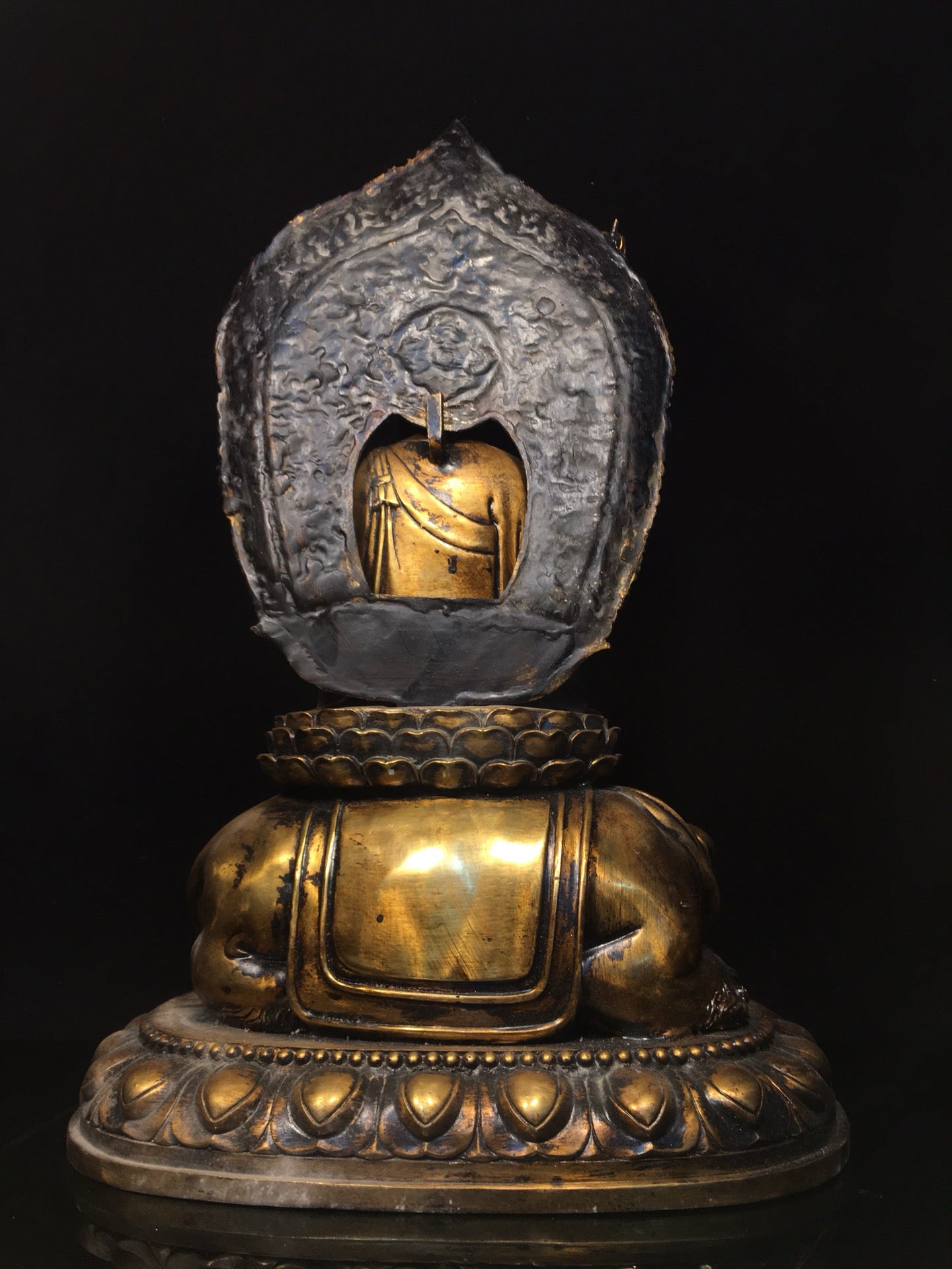 Chinese Antique Pure Copper Earth Treasure Bodhisattva Buddha Statue